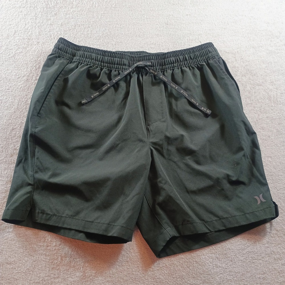 Hurley Mens Hybrid Shorts Black Size M Elastic Drawstring Quick Dry Surf Skate